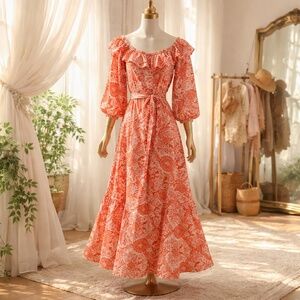 Orange patterned dress